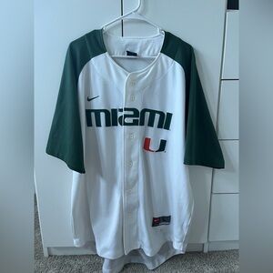 VINTAGE Nike Miami Hurricanes Baseball Jersey Mens Large  White Button Up Vtg